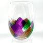 Mardi Gras | Stemless Wine Glasses