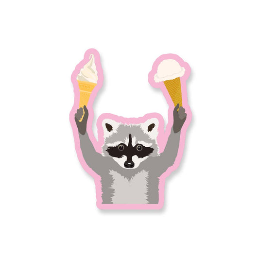 Ice Cream Raccoon Vinyl Sticker