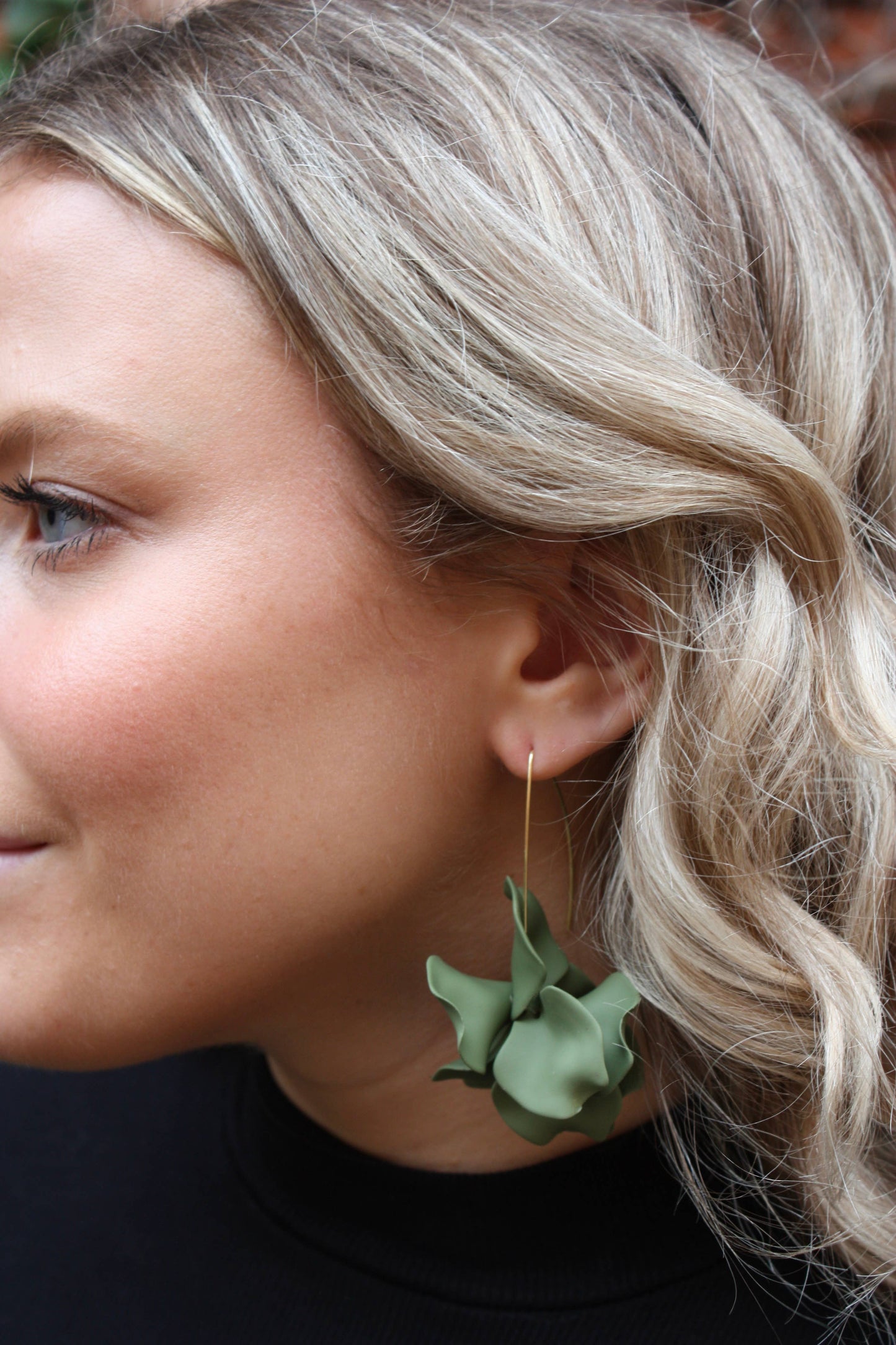 Matte Olive Air Bloom Earrings