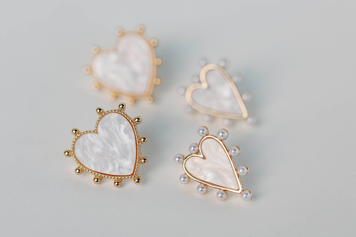 Gold Studded Valentines Heart Earrings