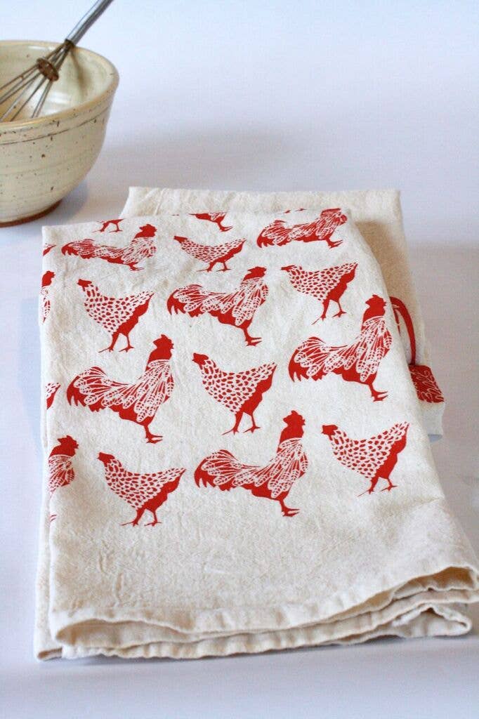 Handprinted Chicken Kitchen Towel