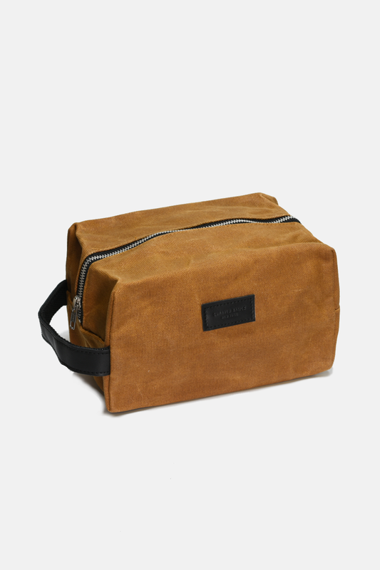 Waxed Cotton Dopp Kit: Tan Brown