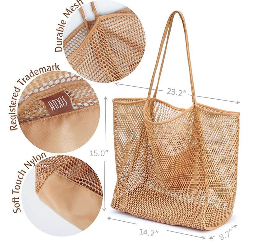 Pink Mesh Beach Bag