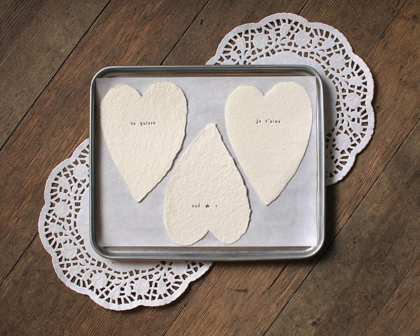 Je T'aime Handmade Paper Heart Card