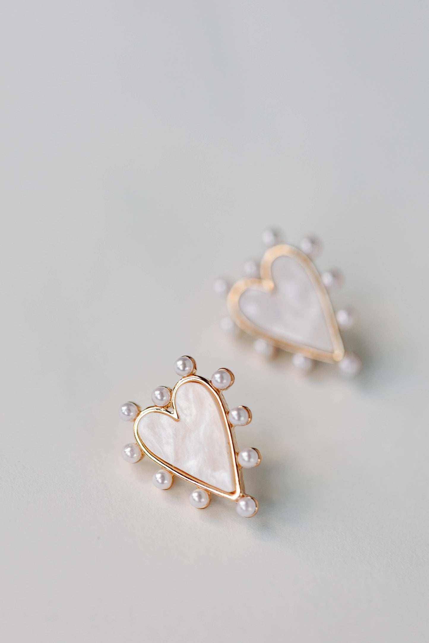 Pearl Studded Valentines Heart Earrings