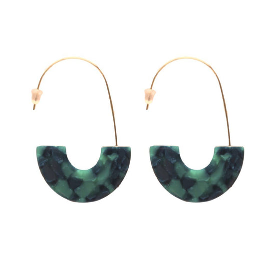 Emerald Green Tortoise Threader Minimalist Earrings