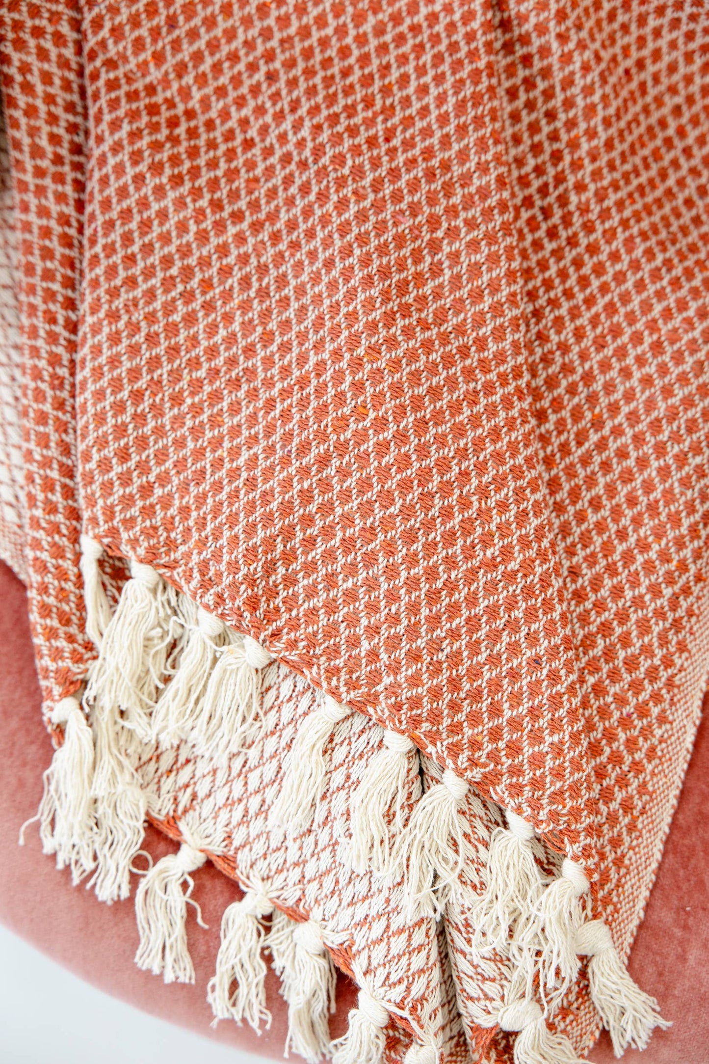 Woven Coral Throw Blanket