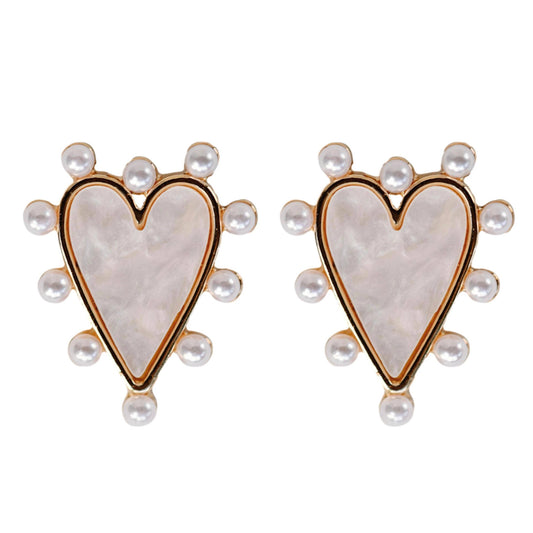 Pearl Studded Valentines Heart Earrings