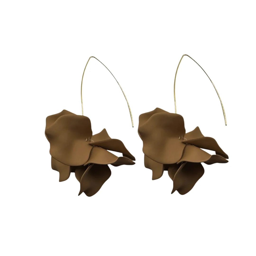 Matte Brown Air Bloom Earrings