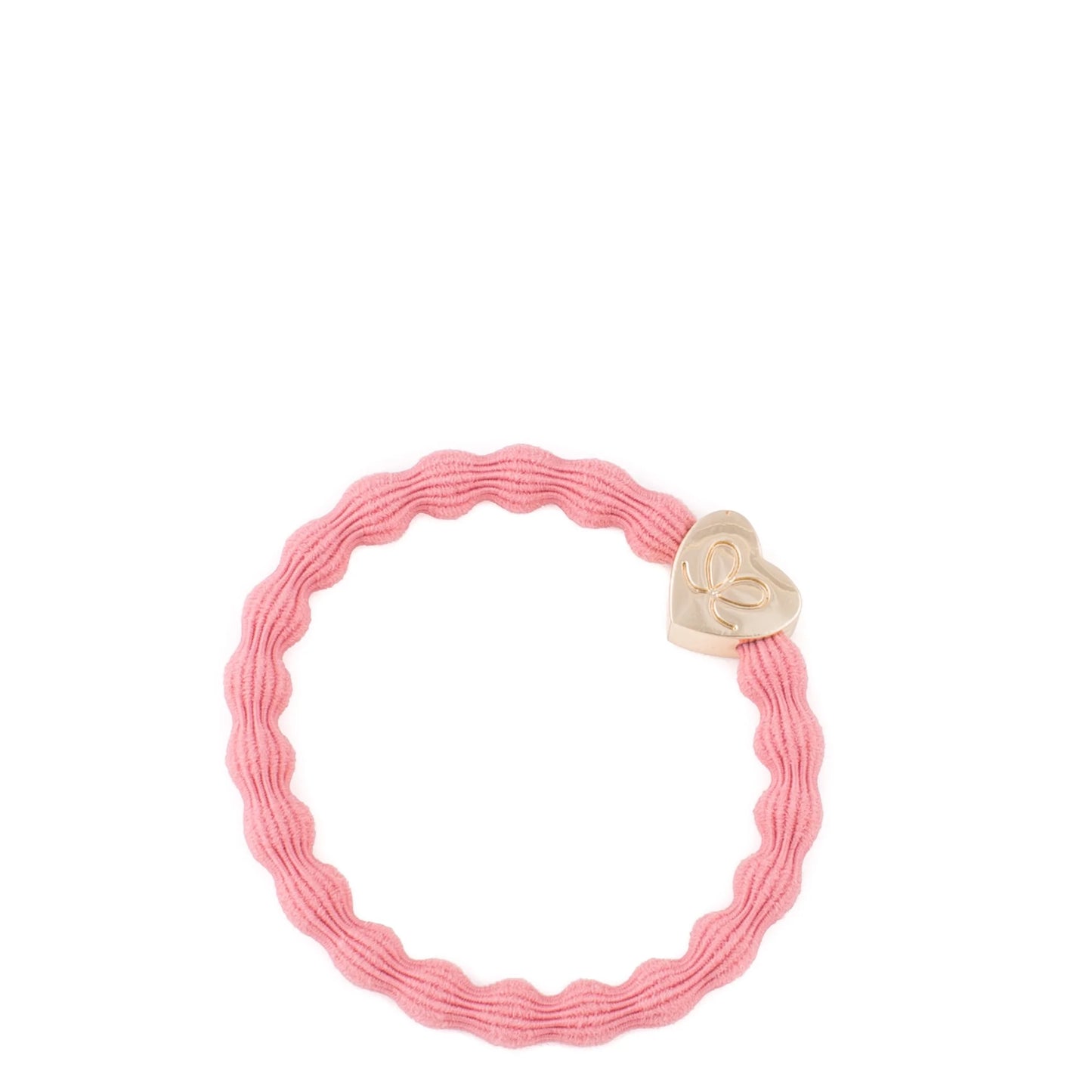 Gold Heart Hair Tie- Coral