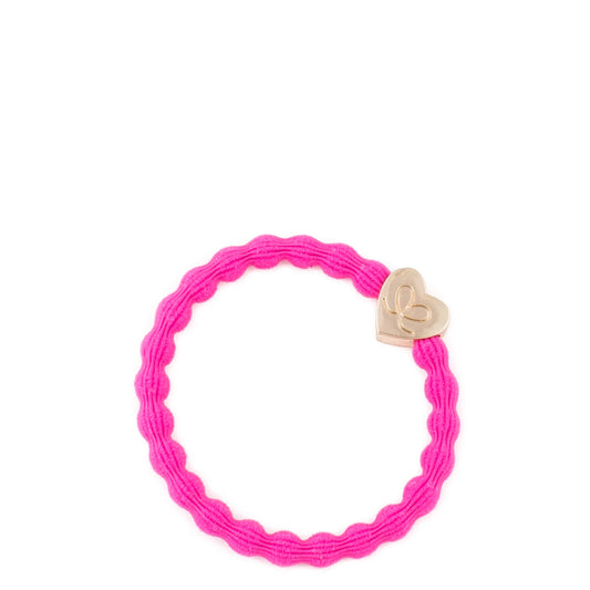 Gold Heart Hair Tie- Fuchsia