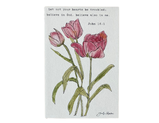 4x6 Floral Verse Print-John 14:1