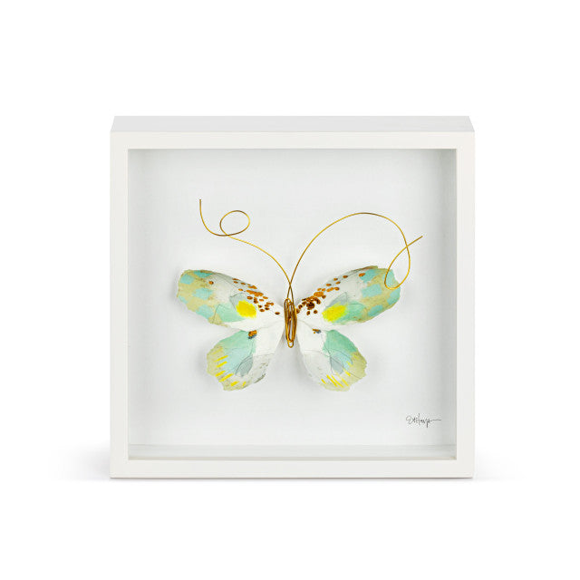 Green & White Butterfly 10" Wall Art