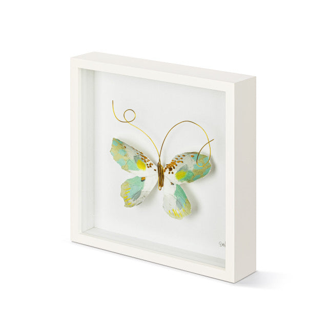 Green & White Butterfly 10" Wall Art