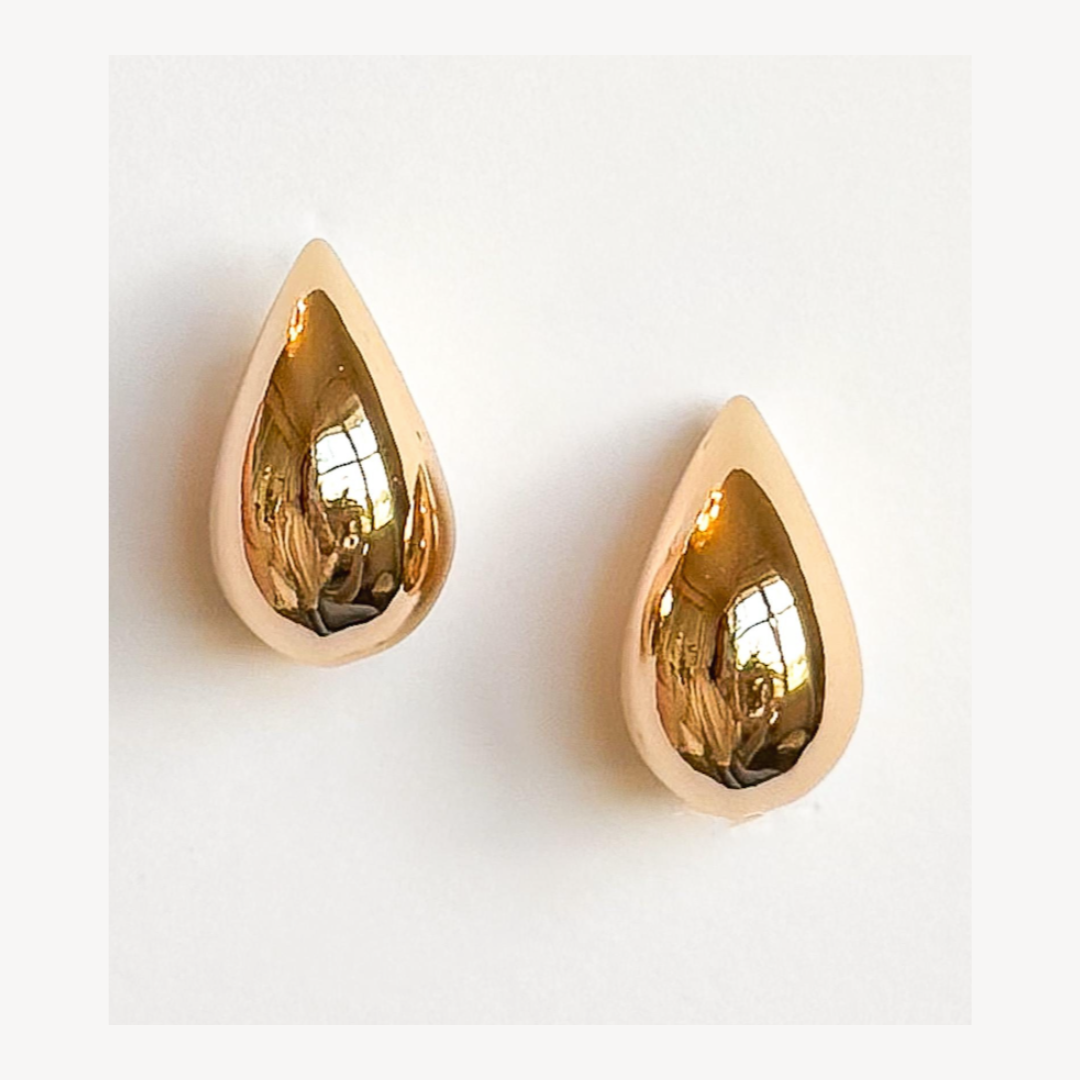 Golden Raindrop Stud Earring