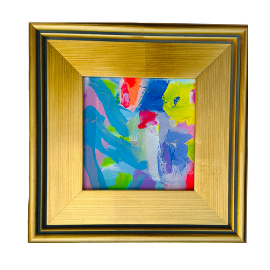 Color Study Abstract with Gold Frame