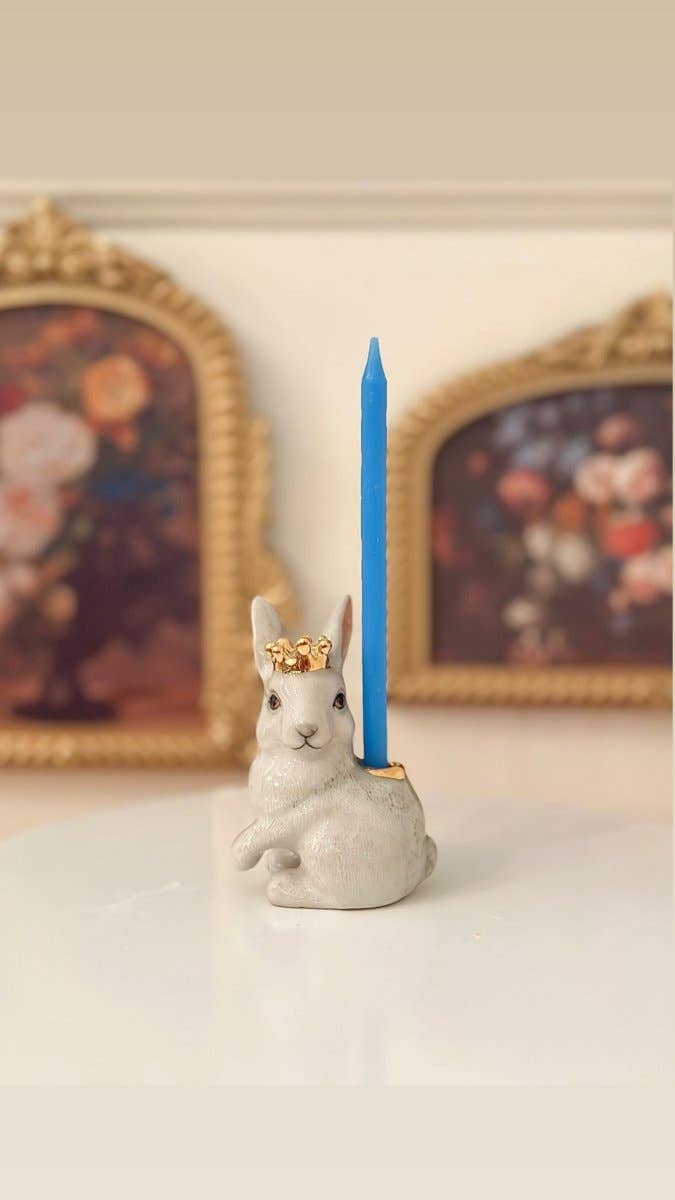 Royal White Rabbit Cake Topper