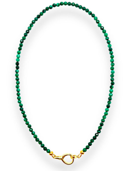 Malachite Beaded Necklace: 18"