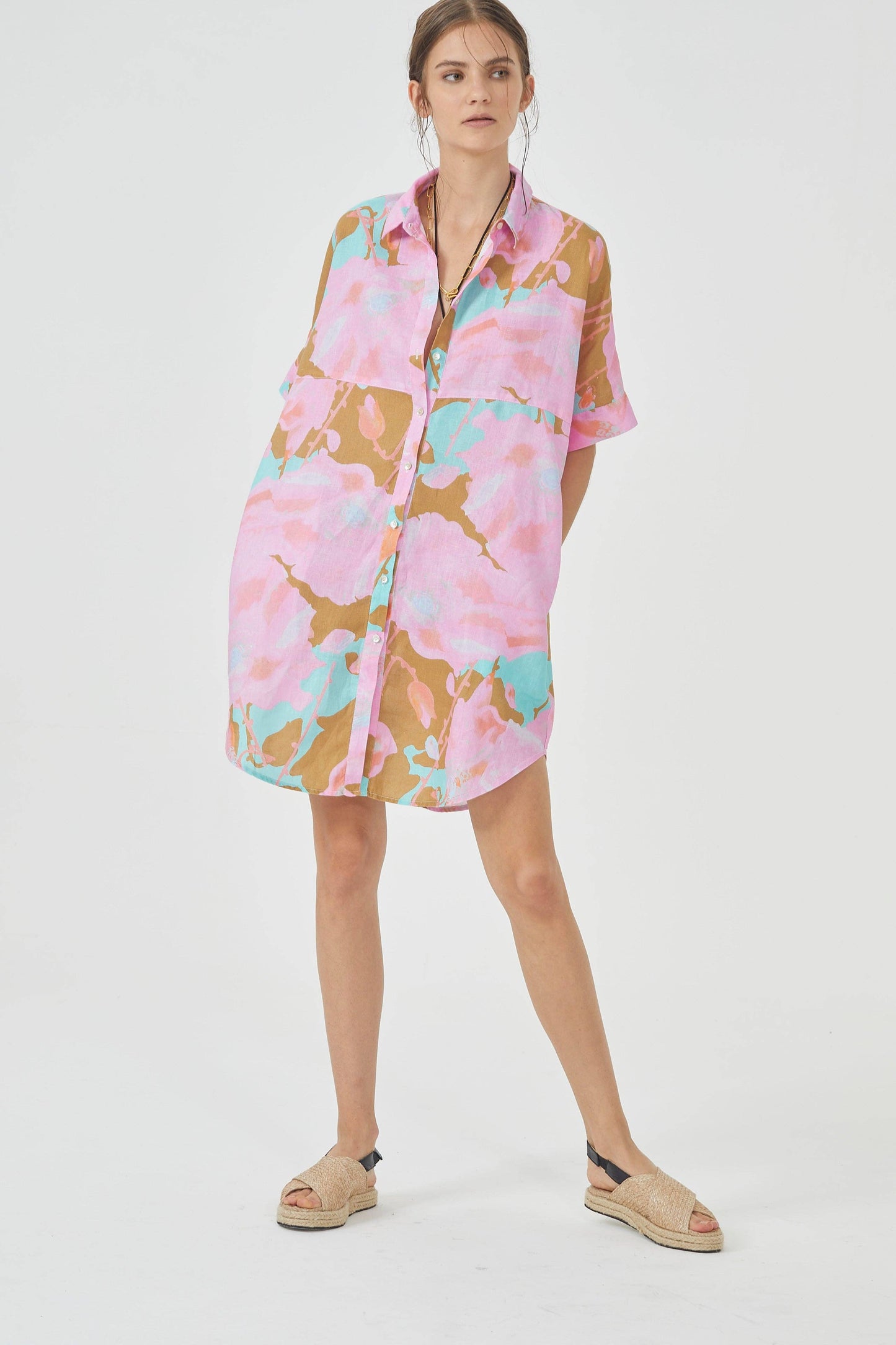 Alba Shirt Dress - Aquarela: S/M