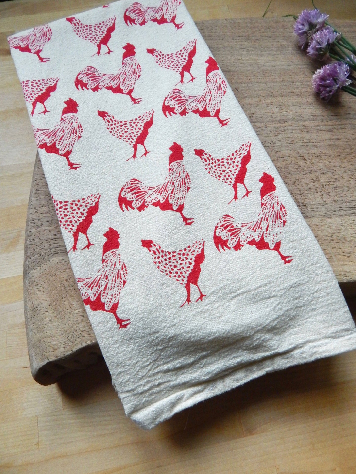 Handprinted Chicken Kitchen Towel