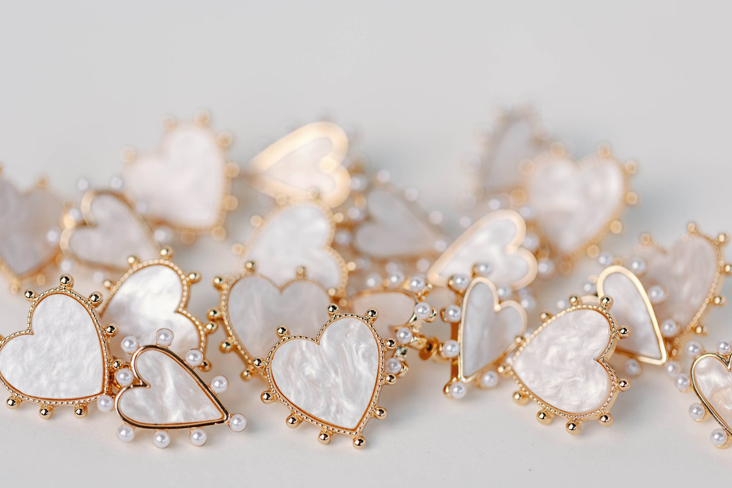 Pearl Studded Valentines Heart Earrings