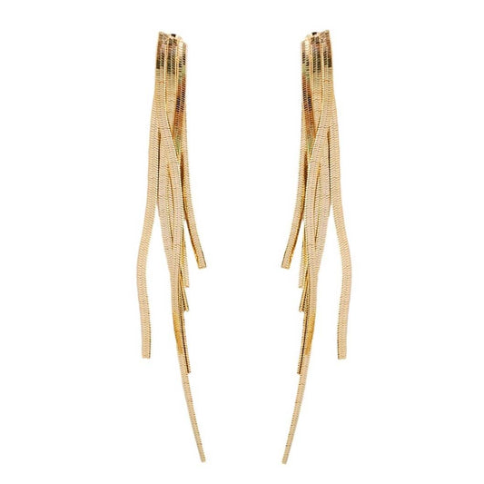 Skinny Gold Cascading Tassel Earrings