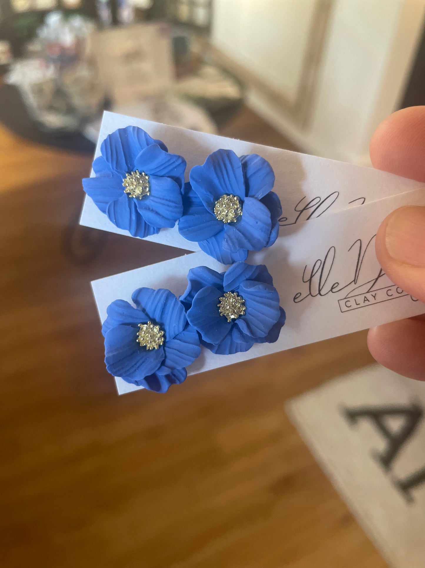 Mini Magnolia Stud Earrings-Cornflower