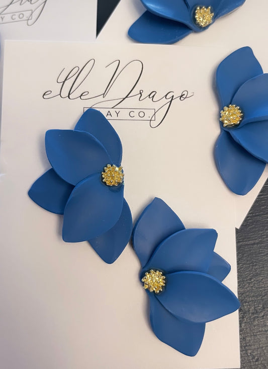 Blue Half Flower Stud