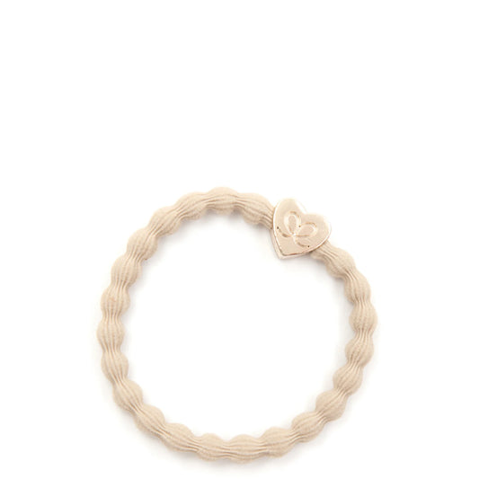 Gold Heart Hair Tie- Sand