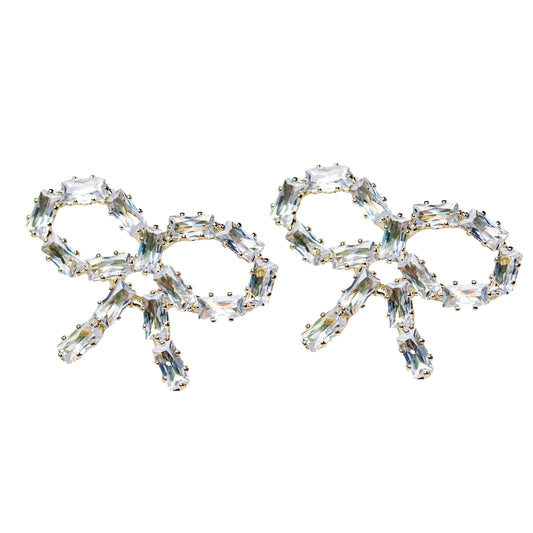 Sparkling Diamond Mini Statement Bow Earrings