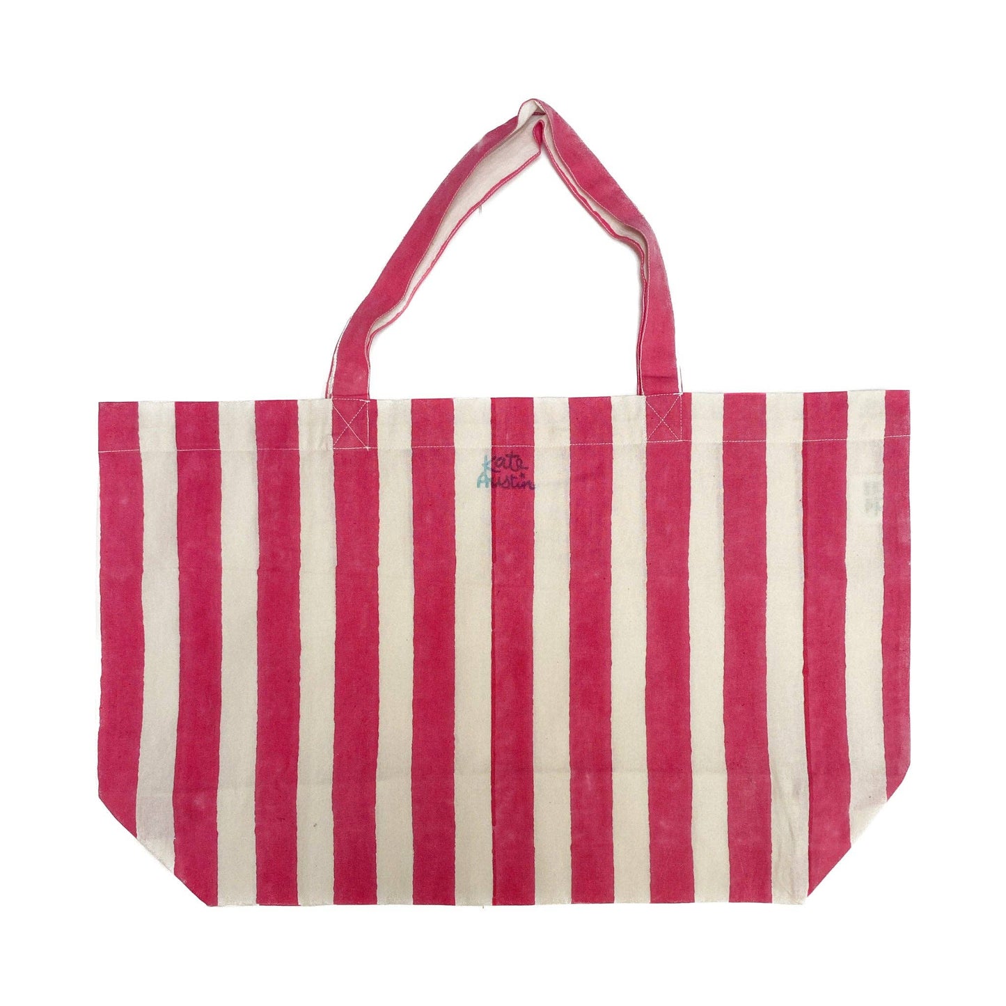 Beach Bag in Pink White Cabana Stripe